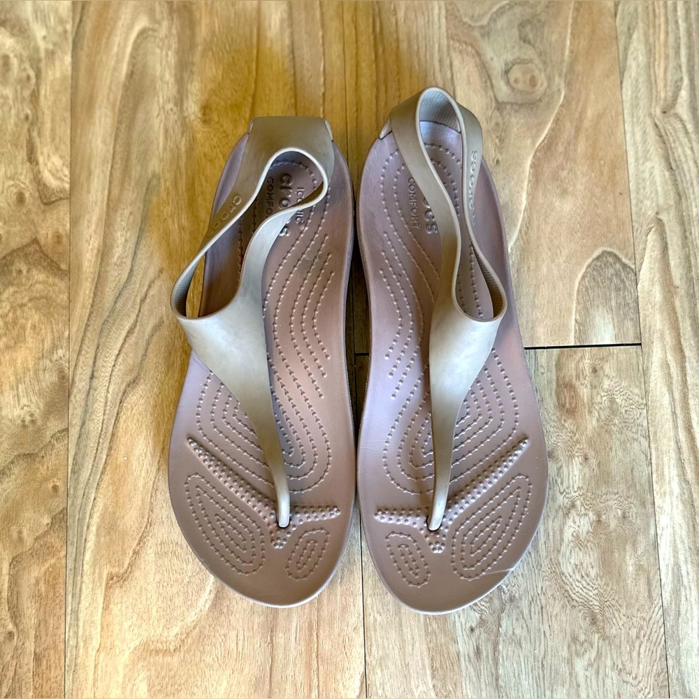 Crocs brown sandals, size 7.